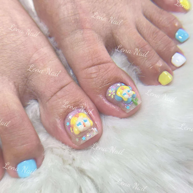 LENA Nails & Beauty Da Nang — sculpted extensions with 3D bow art