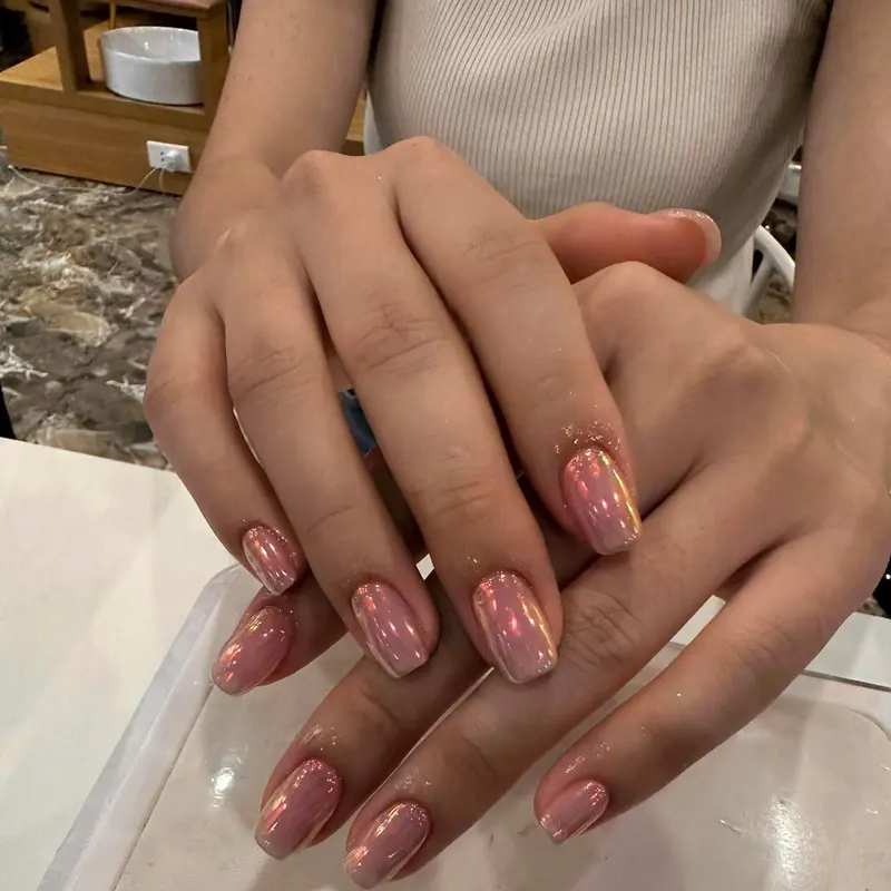 LENA Nails & Beauty Da Nang — Rose Chrome Almond Nails